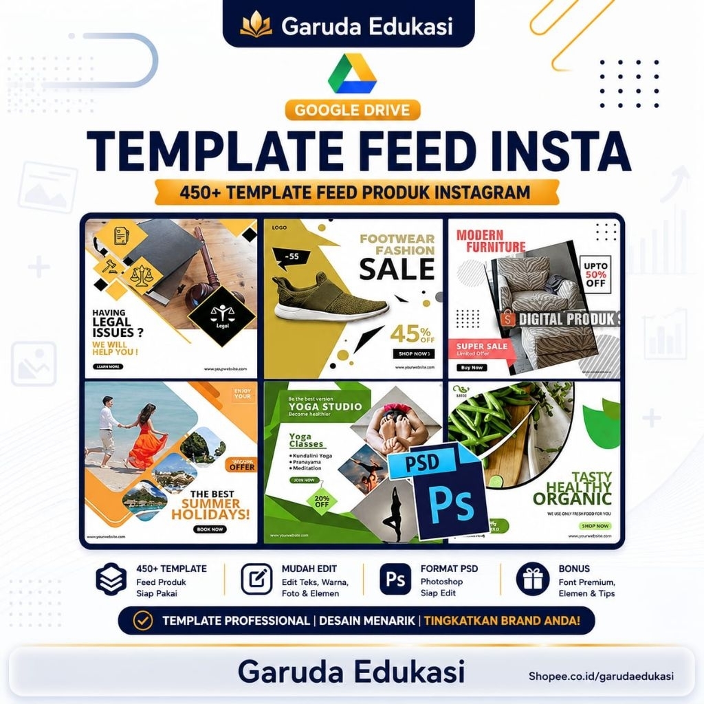 450+ Feed Produk Instagram Template PSD Photoshop Siap Edit + Bonus