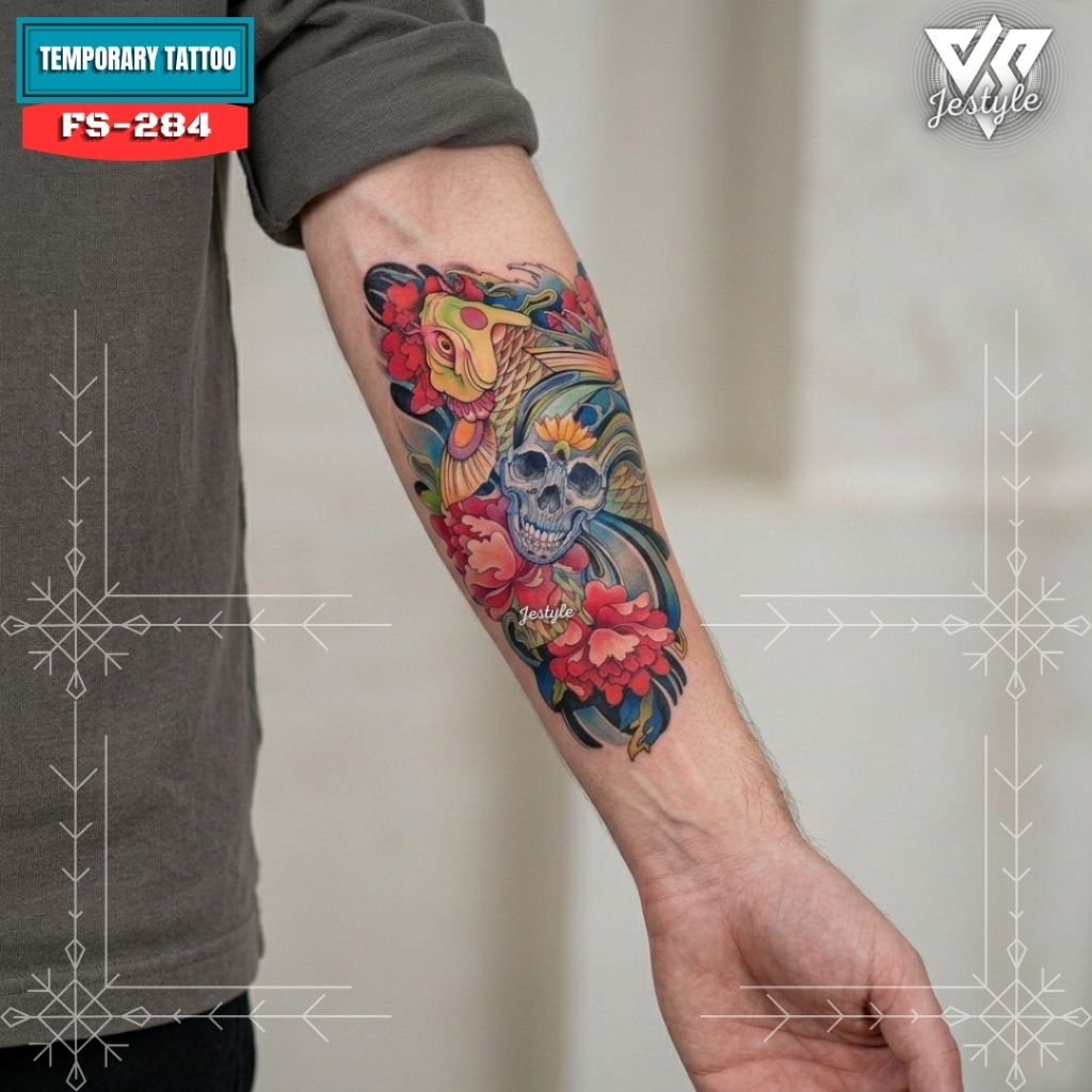 [FS-284] Tato Temporer Temporary Tattoo ikan koi
