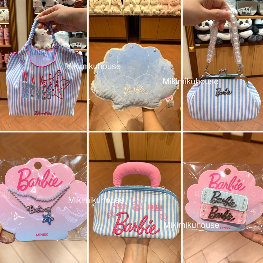 MINISO BARBIE OCEAN COLLECTION BANTAL COSMETIC BAG BARBIE TAS AKSESORIS JEPITAN KALUNG CUSHION PILLO