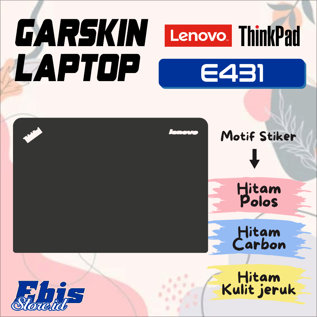 Garskin Lenovo Thinkpad E431 Top Cover hitam doff