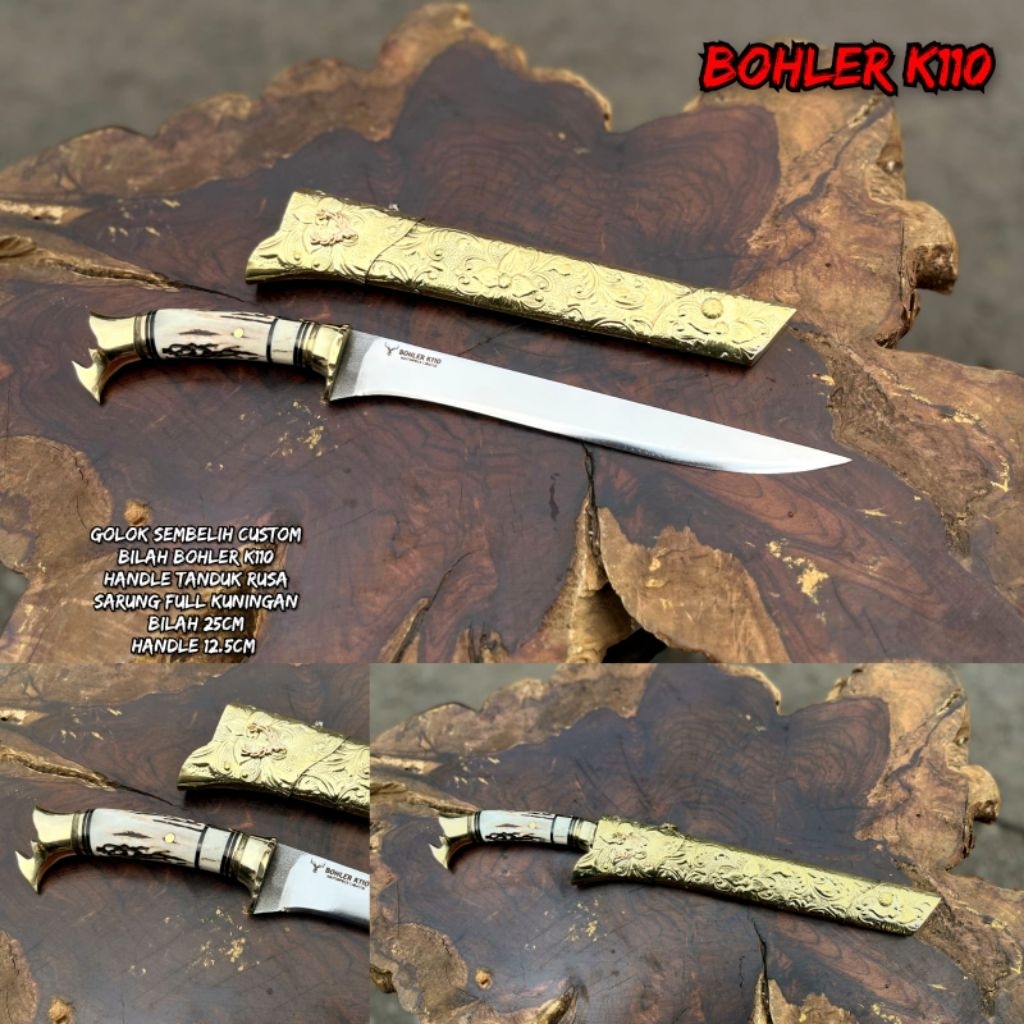 GOLOK PISAU SEMBELIH JAGAL KAMBING SAPI BAJA BOHLER K110 SUPER TAJAM 25 cm