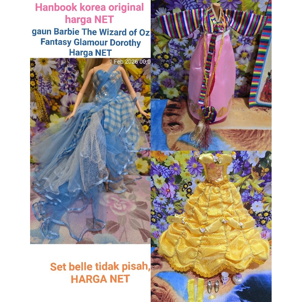 dress gaun Barbie The Wizard of Oz Fantasy Glamour Dorothy belle disney hanbook korea Doll Net Price