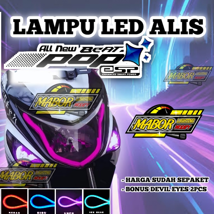 PAKET LAMPU ALIS BEAT POP 2014-2019 1 PASANG KANAN KIRI BONUS DEMON DEVIL EYES