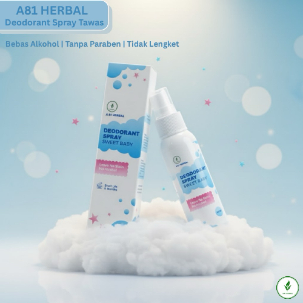 Abi Herbal Deodorant Spray Aroma Sweet Baby - Tawas Alami, Non Alkohol