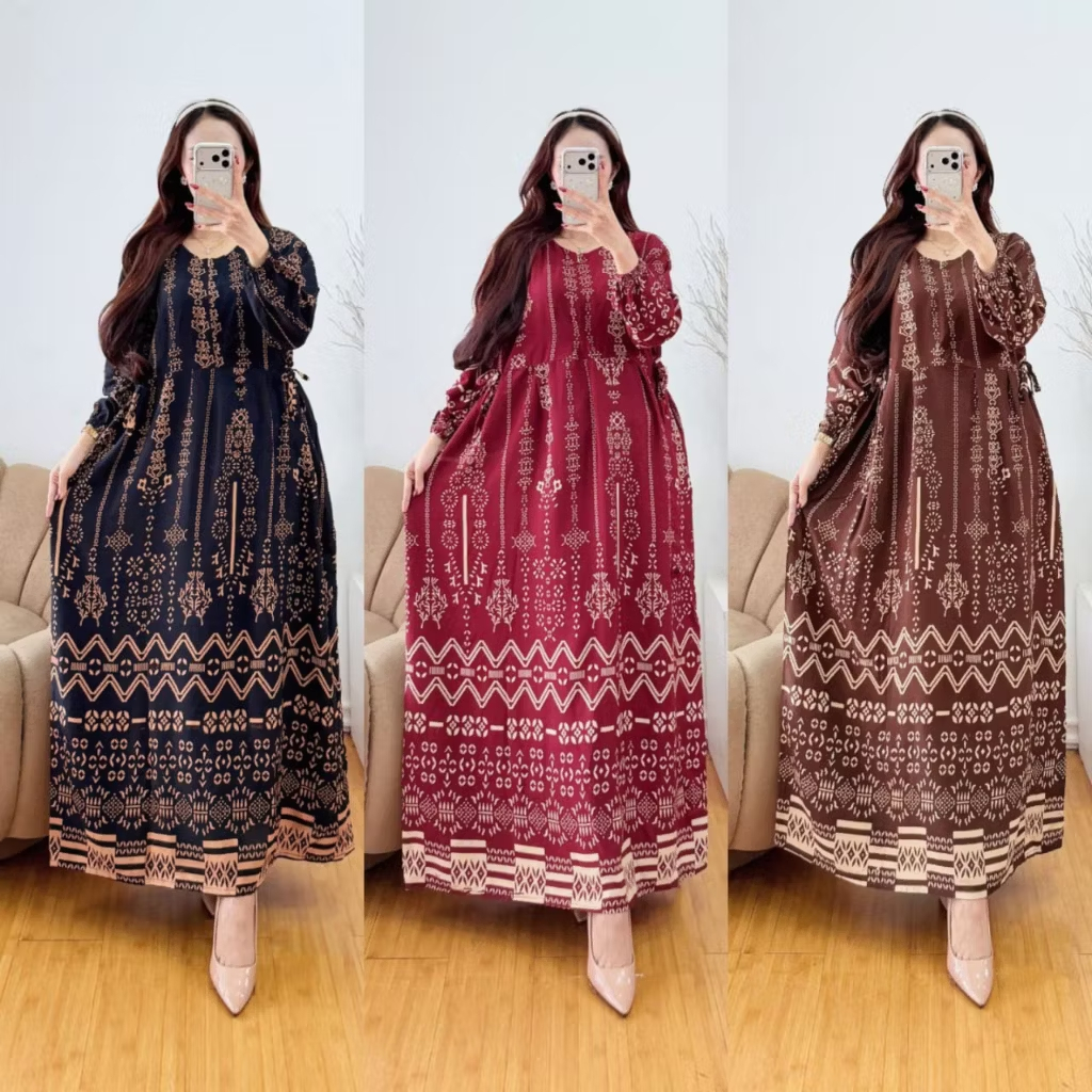 Gamis Rayon Chibi Wanita Semi Jumbo Ld 120cm Bumil Lengan Panjang Gamis Chibi Kekinian
