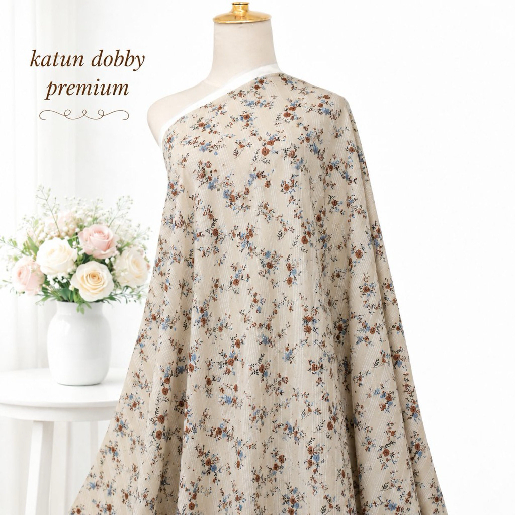 kain katun dobby premium motif bunga kecil