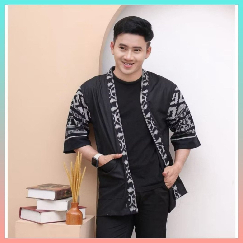 Outer Kimono Tenun mix Toyobo Pria Premium Tenun Ikat Asli Fashion Cowok Kekinian