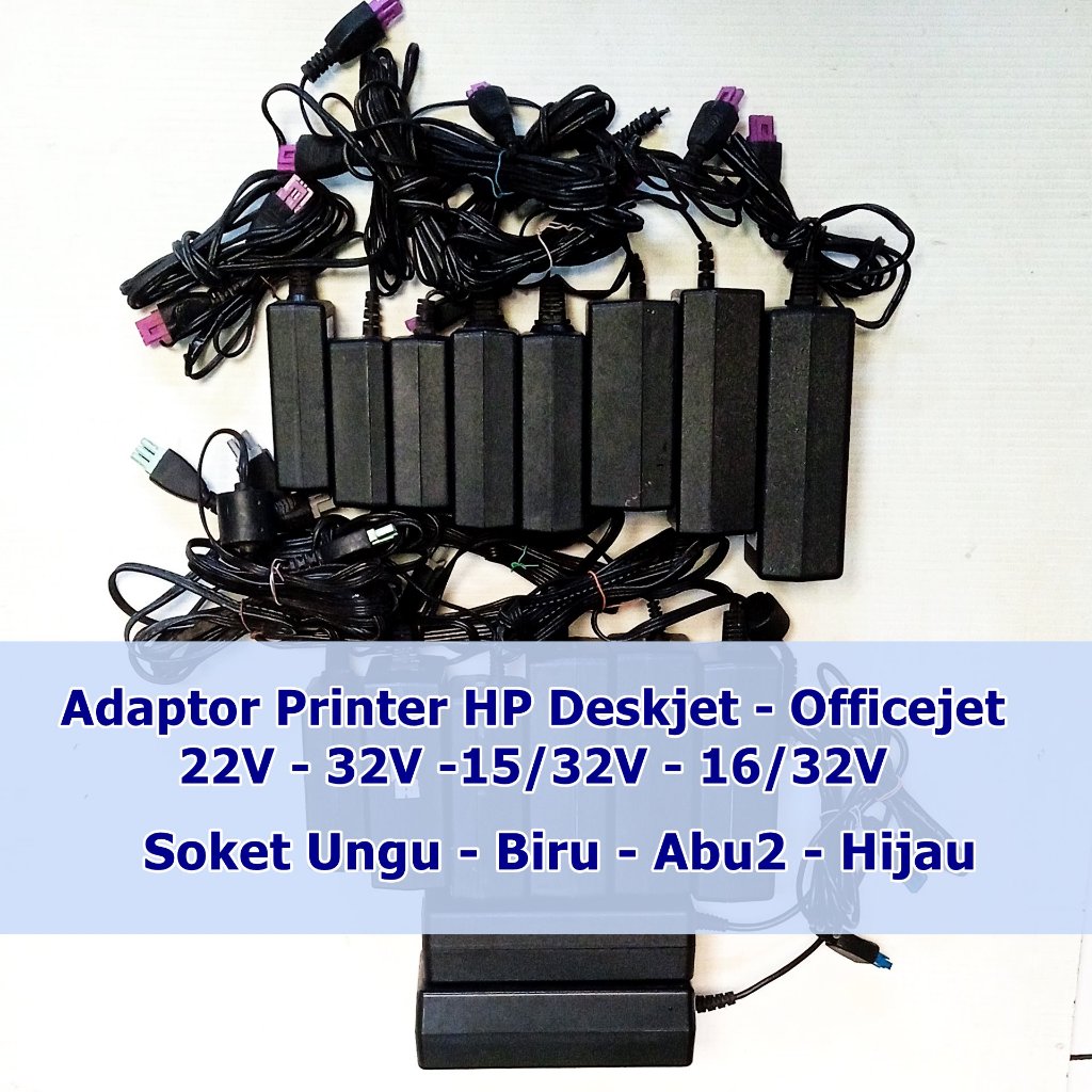 Adaptor Original Printer HP Deskjet Officejet 22v 32v All Series Soket Ungu Biru Abu2 Hijau