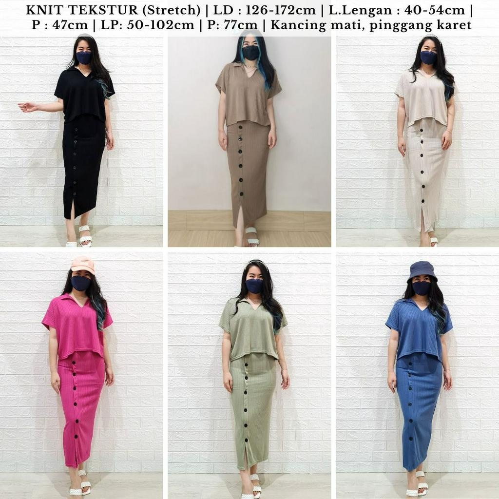 SETELAN WANITA JUMBO SET ROK RIB KNIT IMPORT PREMIUM SET RIB ROK KNIT WANITA ROK SPAN