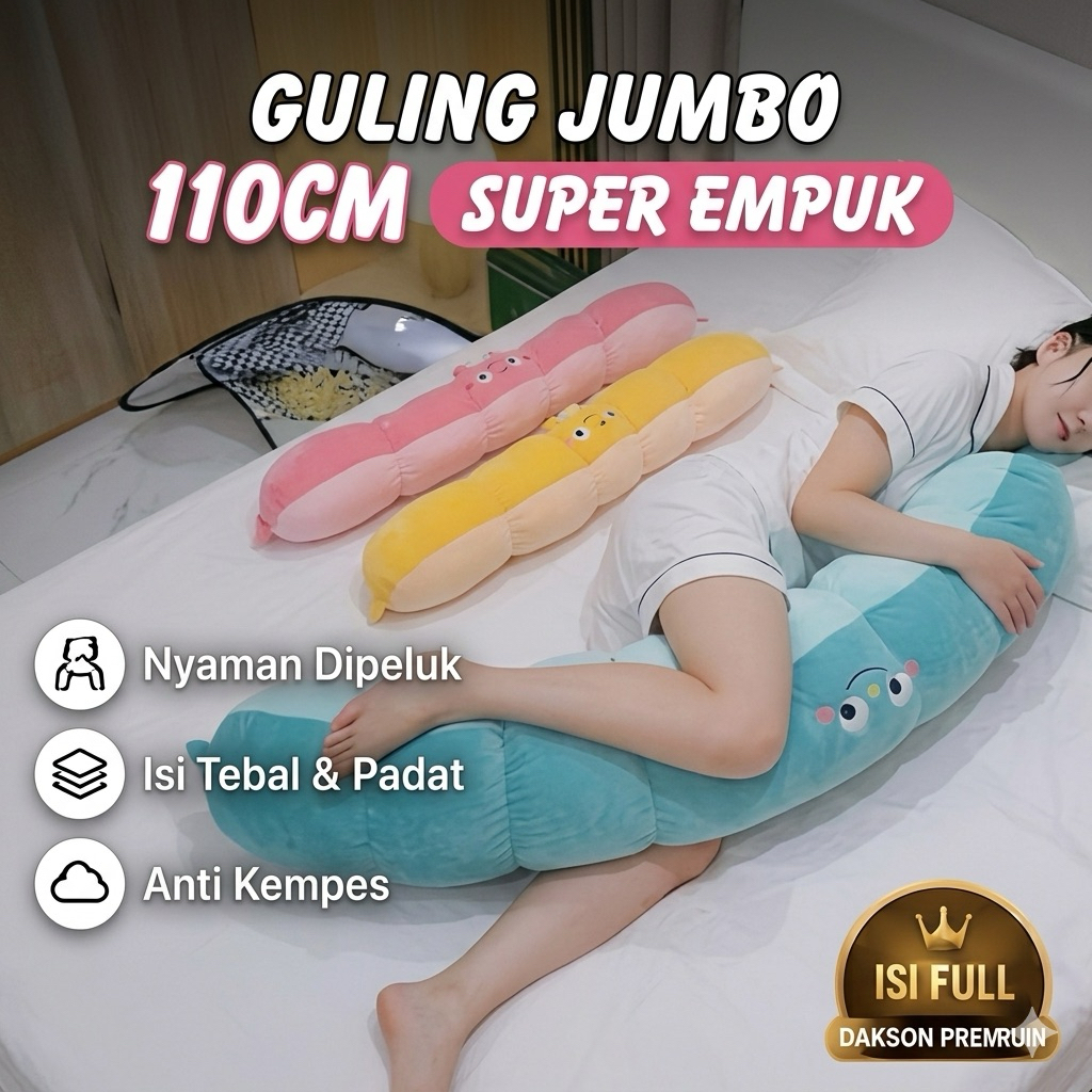 Guling Jumbo 110cm Super Empuk Bantal Peluk Dewasa Isi Tebal