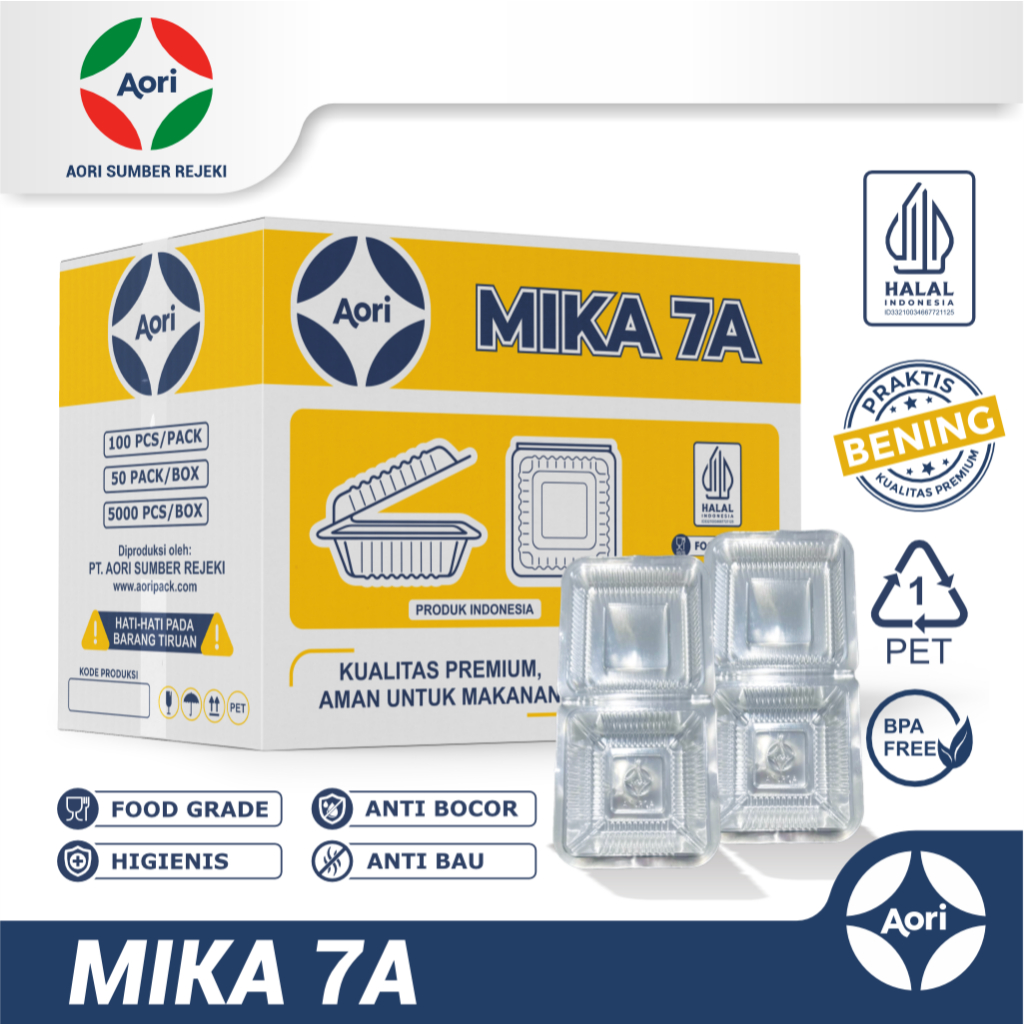 AORI Mika Snack 7A – 1 Karton – Wadah Snack Plastik Mika Food Grade (5000 Pcs/Karton)