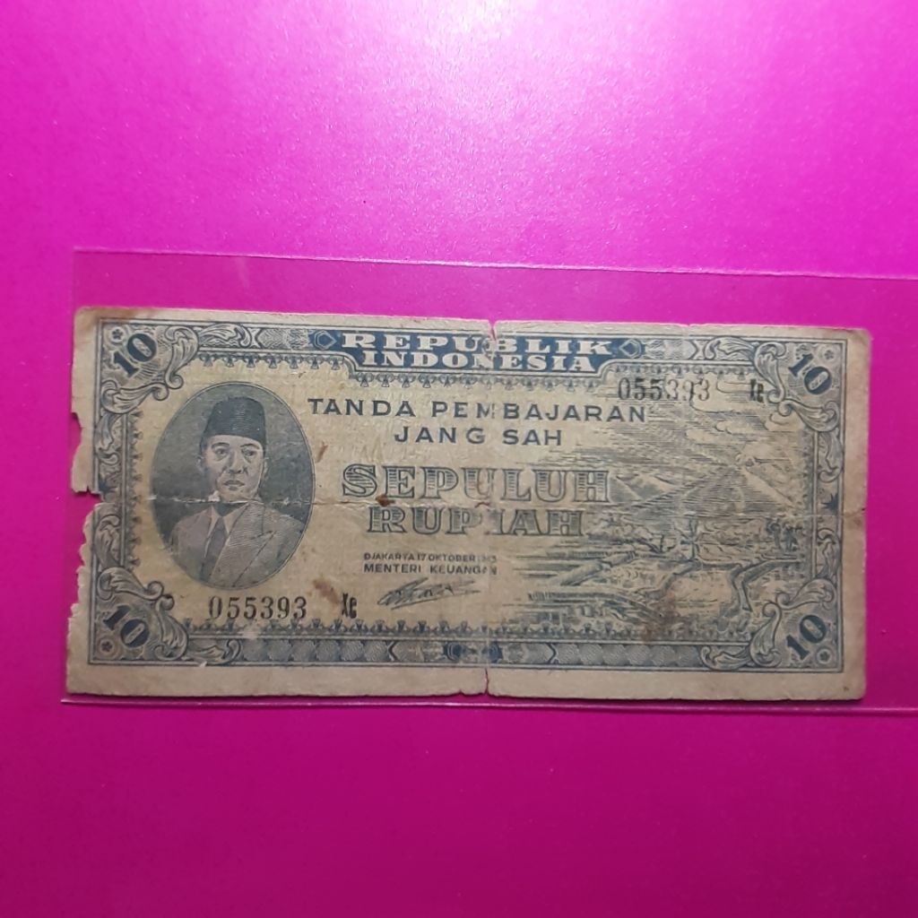 uang kuno 10 rupiah ori 1945