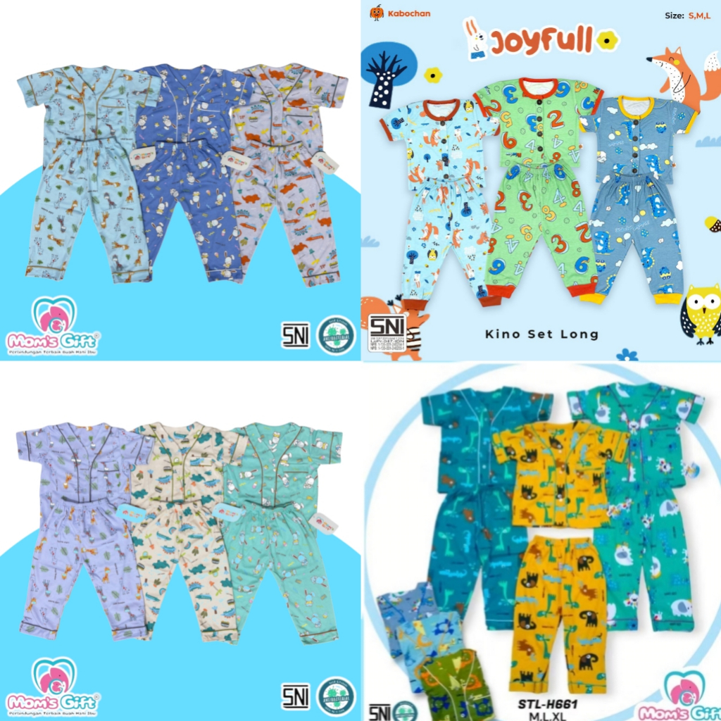 setelan baju bayi moms gift pendek celana panjang size M L XL / PIYAMA BAJU TIDUR ANAK Katun Lengan