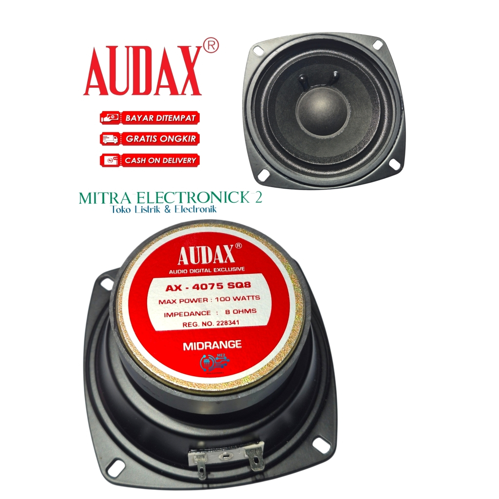 Speaker 4'inch AUDAX Middle Range Miniatur AX - 4075 SQ8 100 watt 8 ohm Mid Range