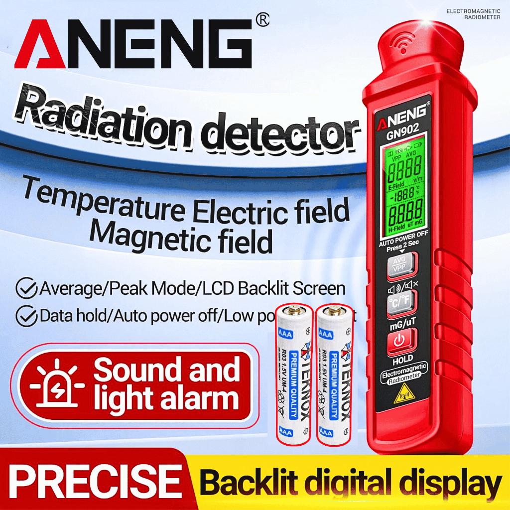 ANENG Alat Pendeteksi Detektor Radiasi Radioaktif Digital LCD Elektromagnetik X-ray Temperature