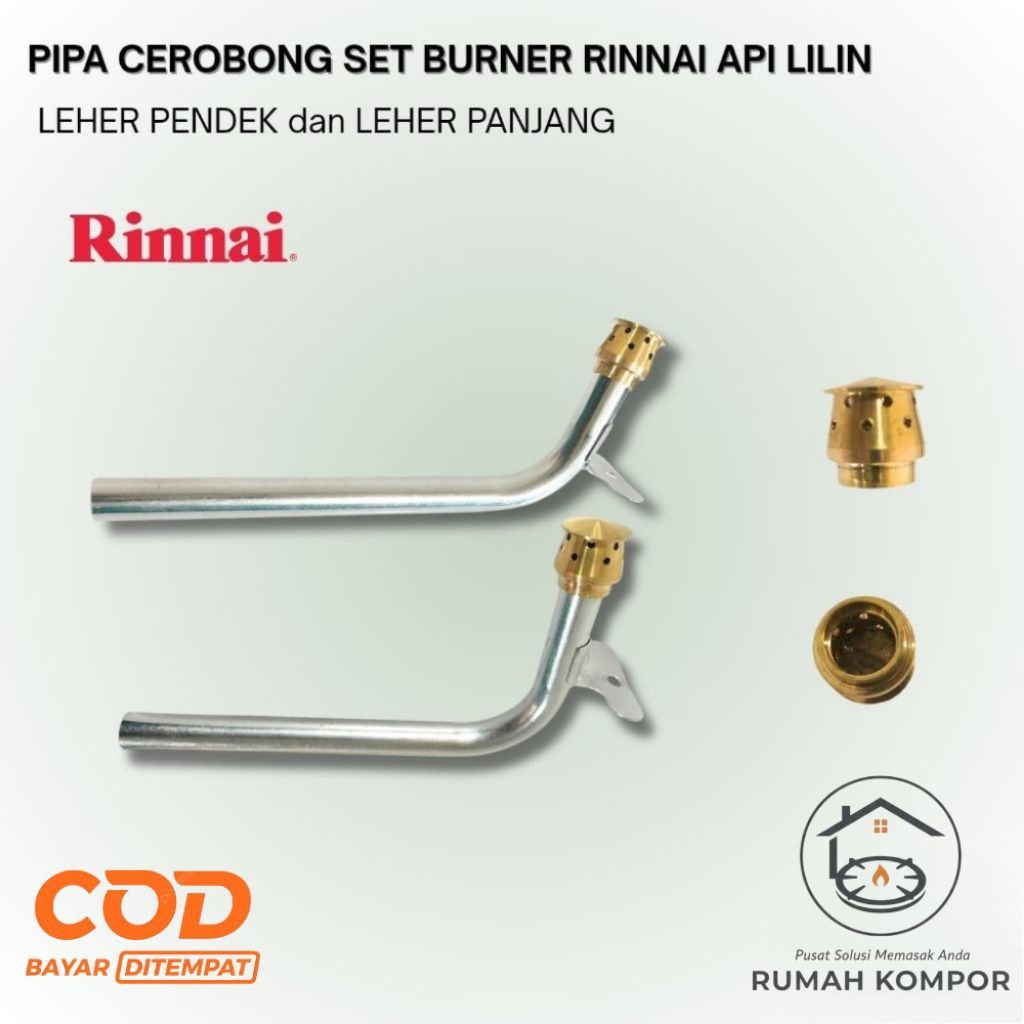 PIPA CEROBONG SET BURNER API LILIN RINNAI / 522 A, 602 A, 712 / KOMPOR GAS 2 TUNGKU