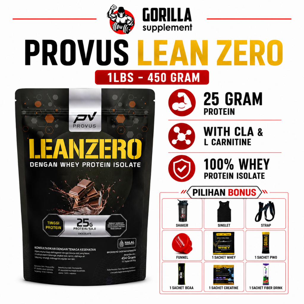 PROVUS Lean Zero 1 lbs 450 Gram - Whey Protein Isolate + Fatburner - CLA - Carnitine