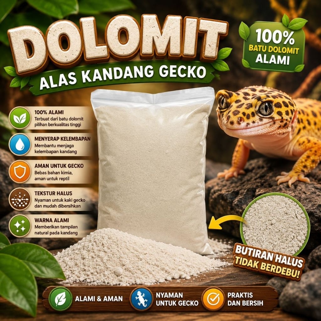DOLOMIT 100 GR - Dolomit Gecko Alas Kandang Leopard Gecko Reptil Dollmite Kapur Kalsium Reptil