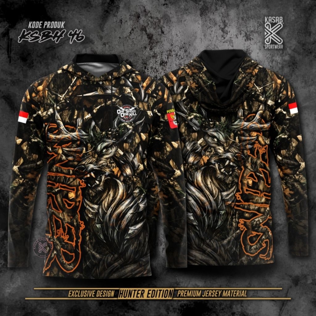 JerseyCamoPro Baju Hunting Kamuflase - Jersey Berburu Lengan Panjang Motif Sniper Camo Full Printing
