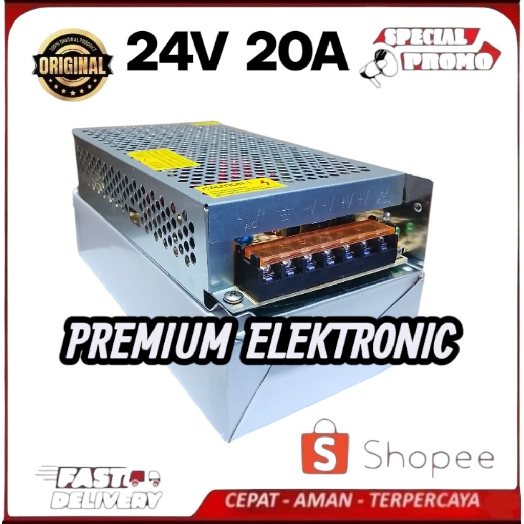 Premium Trafo 20 Ampere 24 Volt Adaptor Power Supply 24v 20a High Quality , 24 Volt 20 Ampere Jaring