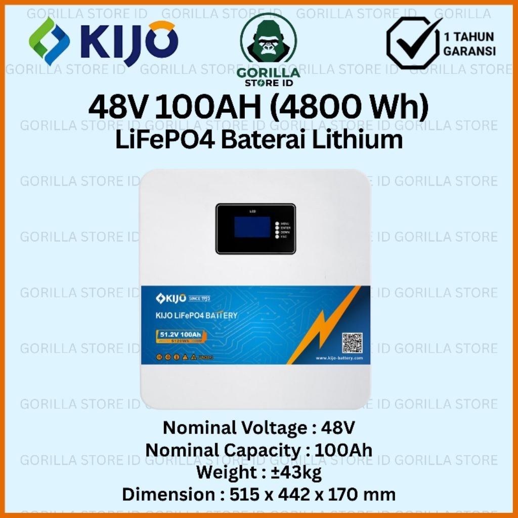 Baterai Aki Lithium KIJO 48V 100AH Wall Mount