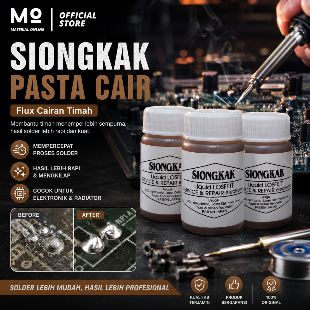 Siongka Pasta Arpus Flux Cair Air Batu Solder Air Patri Timah Batangan ke Kuningan