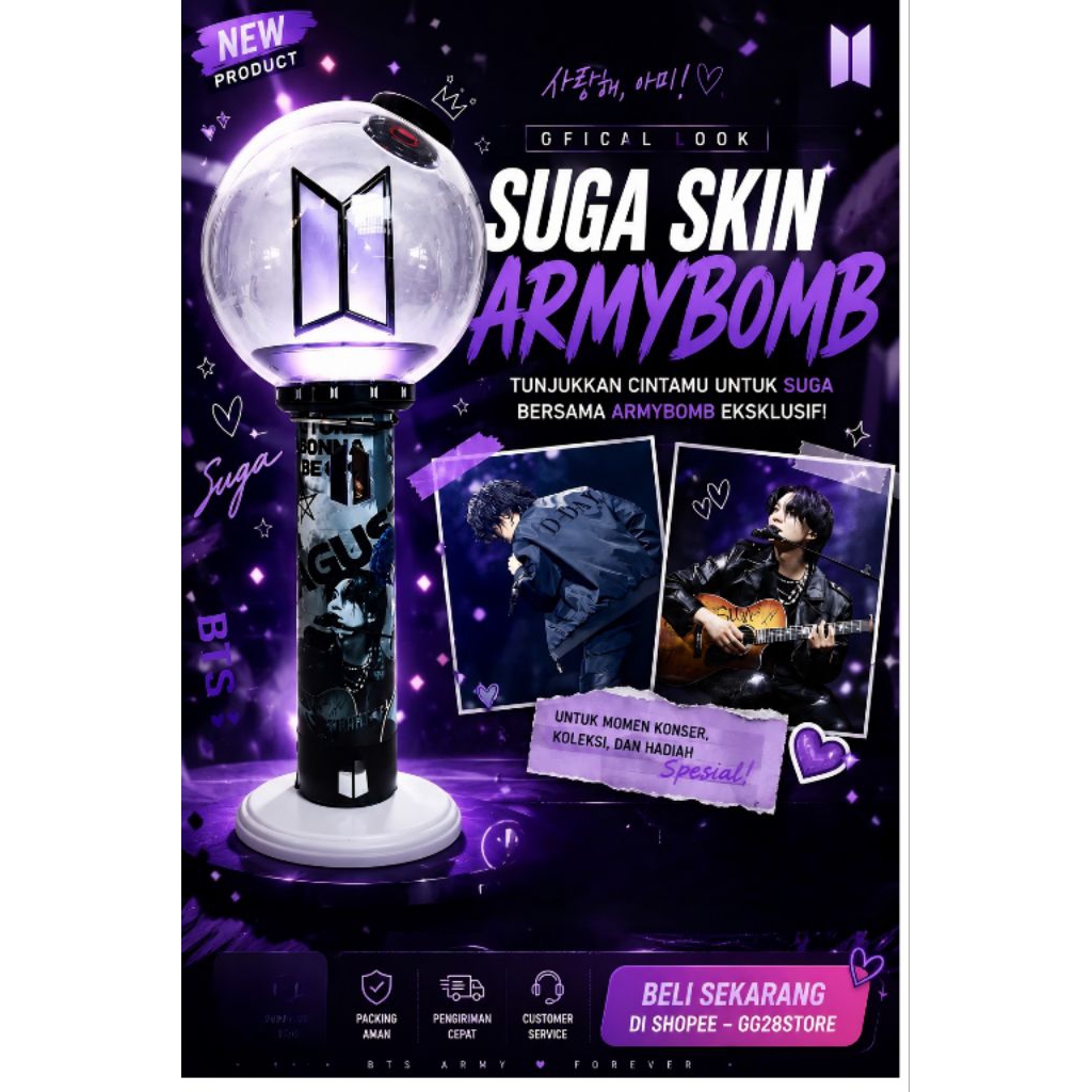 Skin Lightstick BTS SUGA Agust D Aesthetic Premium Vinyl Army Bomb Concert Edition