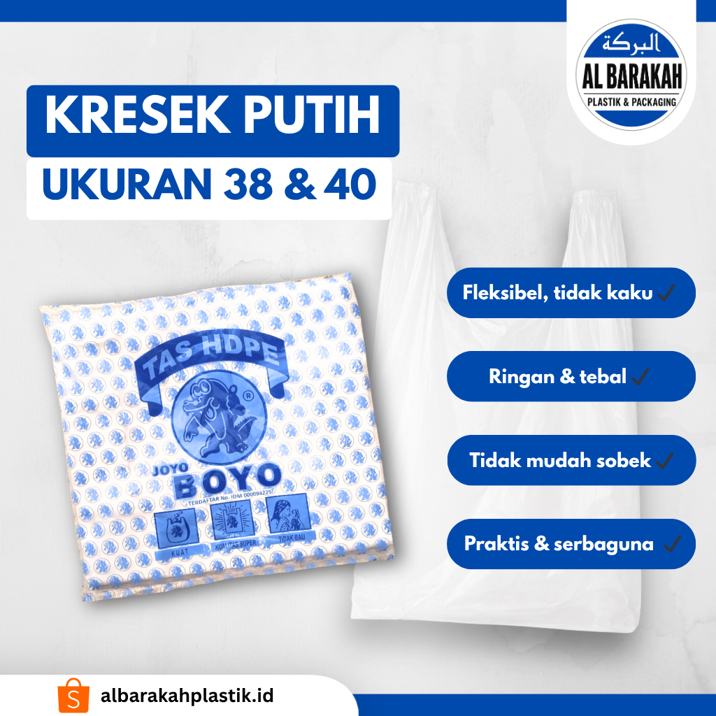 Kantong Kresek Putih HD Boyo Ukuran 35, 40 | Al Barakah Plastik