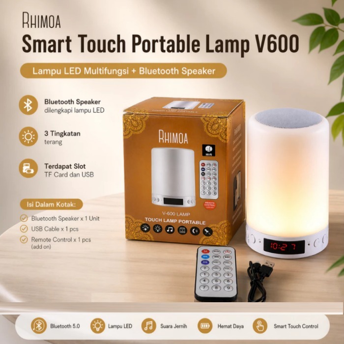 Rhimoa Speaker Audio Bluetooth + Lampu Speaker Touch Lamp AN