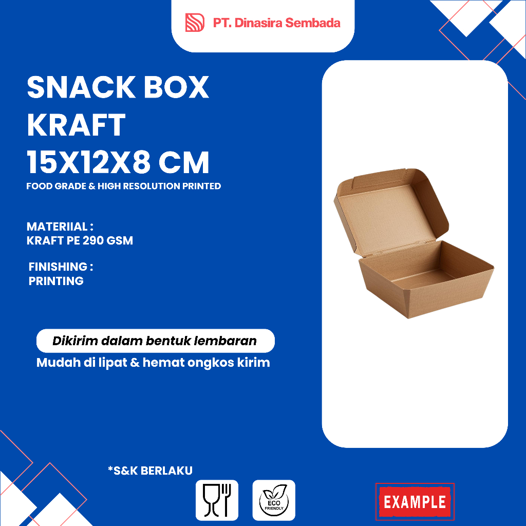 Snack Box Kraft 15x12x8 cm | Full Printing Kraft Snack Box Batam