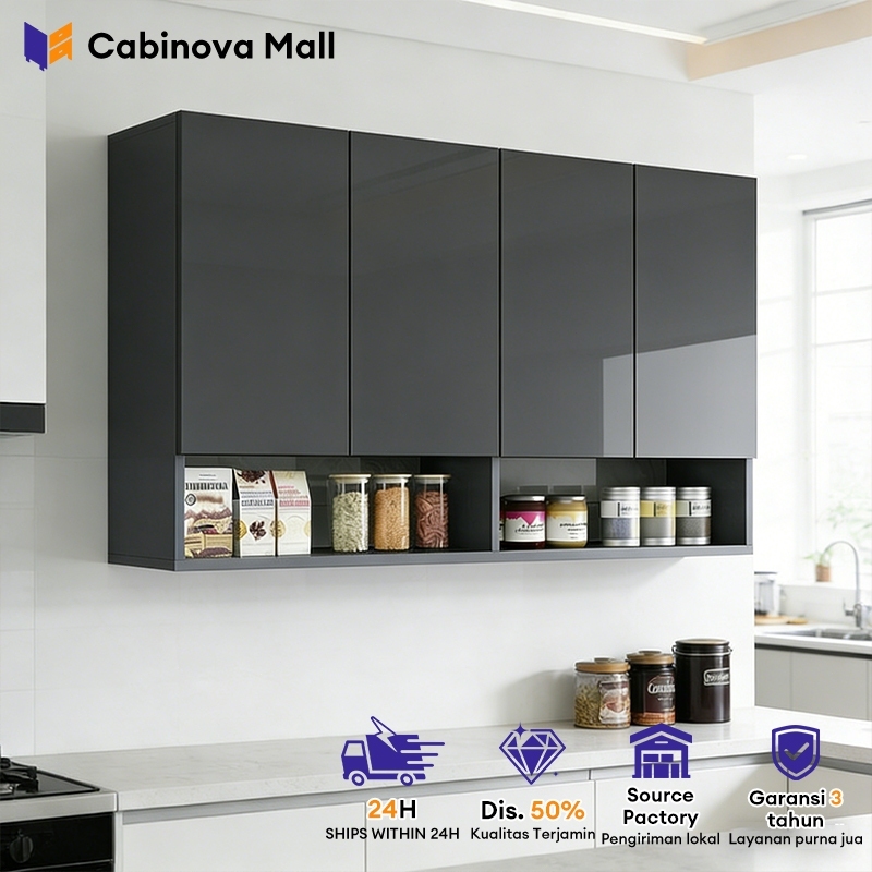 Kitchen Set Atas 4 Pintu Lemari Gantung Aluminium Lemari Dapur Aluminium Lemari Serbaguna Aluminium