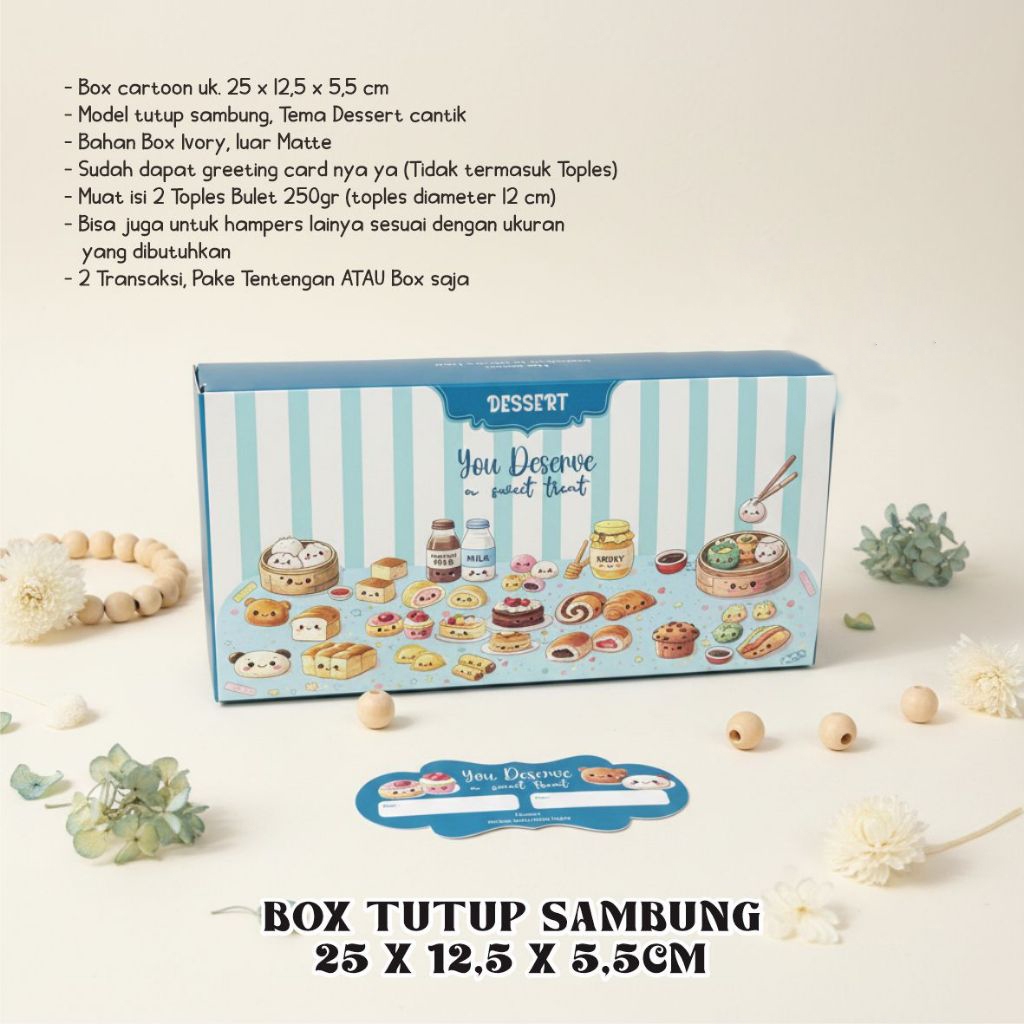 DESSERT - Box brownies cake ukuran 25x12.5x5.5 cm kotak kemasan 2 toples 250gr dus kue pastel donat 