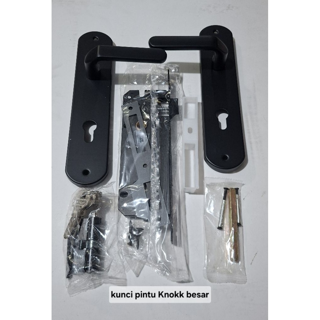Kunci pintu Knokk hitam besar / handle set kunci pintu besar