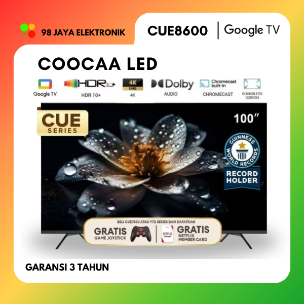 [NEW] COOCAA TV 100 inch CUE 8600 - GOOGLE TV - QLED - Smart TV - Digital TV - Netflix & Youtube - G