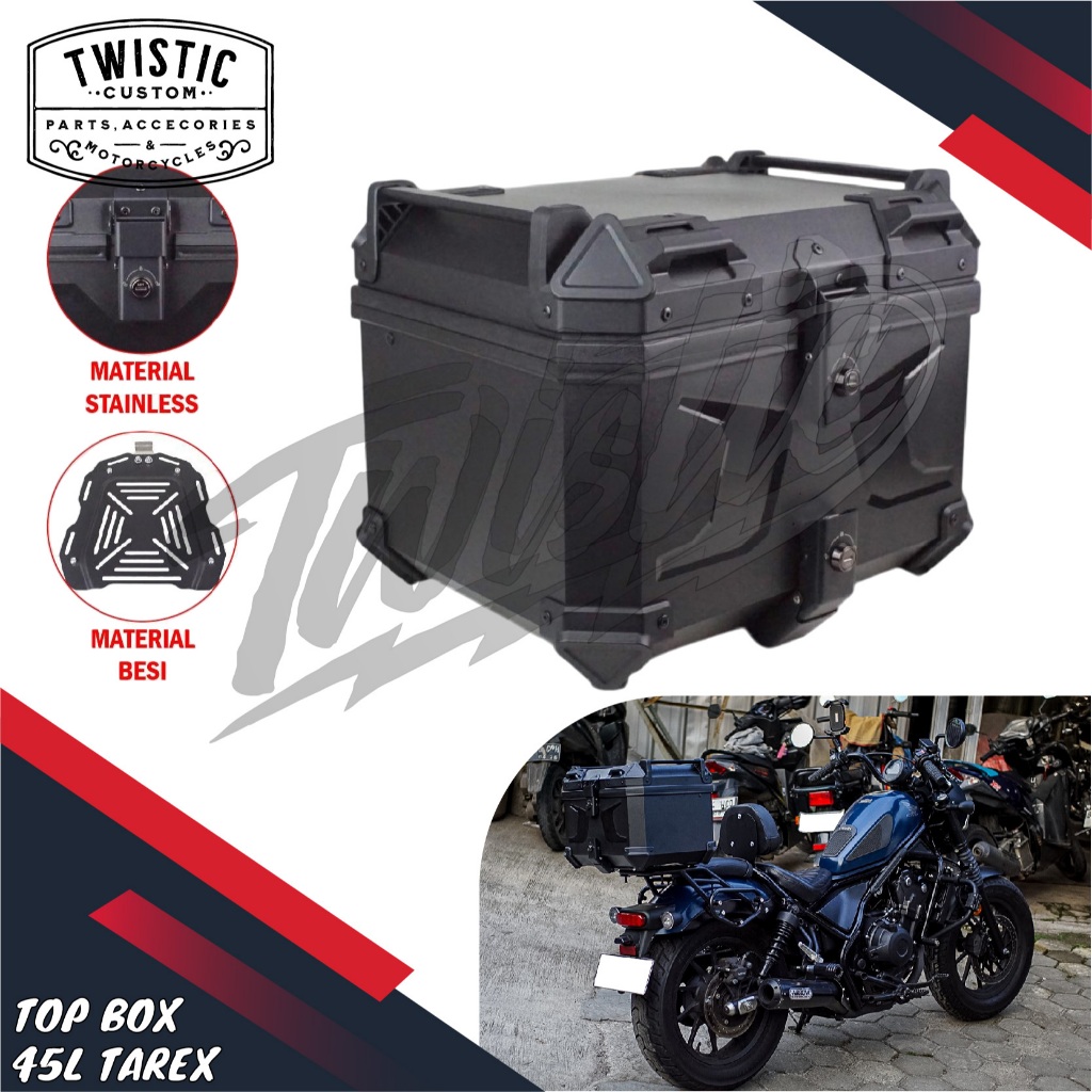 Top Box Pannier Tas Boks Bagasi Box Belakang Tarex 45L 45 Liter Motor Himalayan Scram Guerilla 450 R
