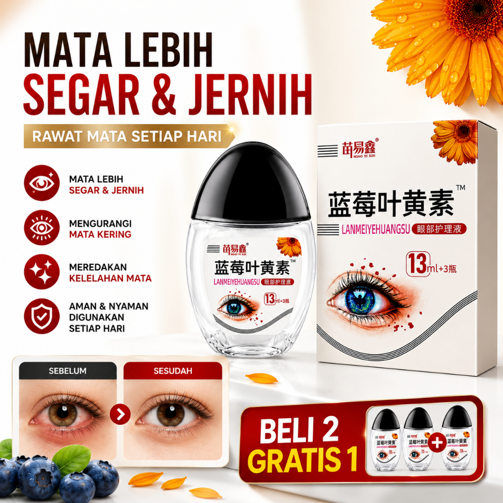 Obat Tetes Mata Herbal Blueberry Lutein 13ml Lanmeiyehuangsu Redakan Mata Lelah Menyegarkan Mata Dan