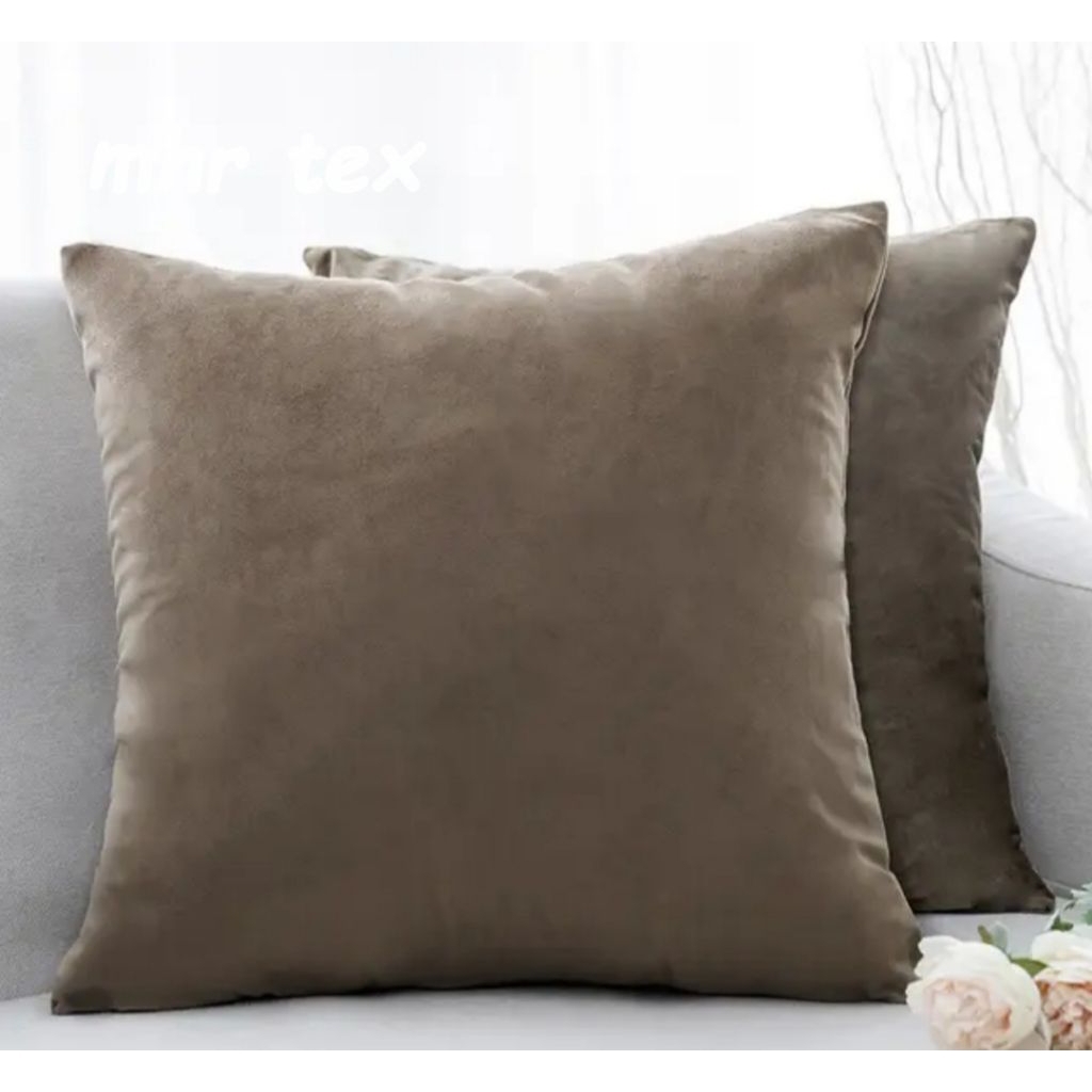 cover bantal sofa polos bahan suede premium