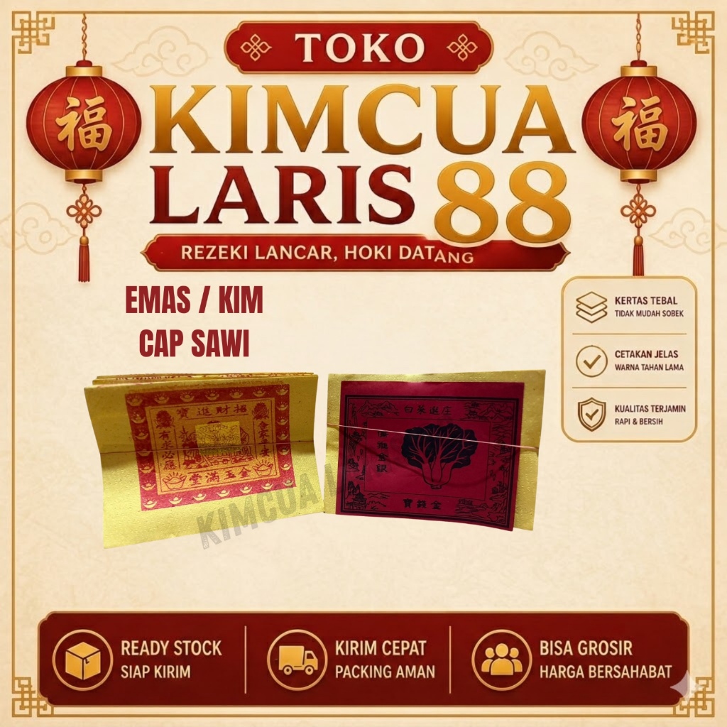 Kertas Kimcua Emas Kim Cap Sawi Asli - Kertas Sembahyang Kim Sawi Premium Toko Kimcua Laris 88 Palem