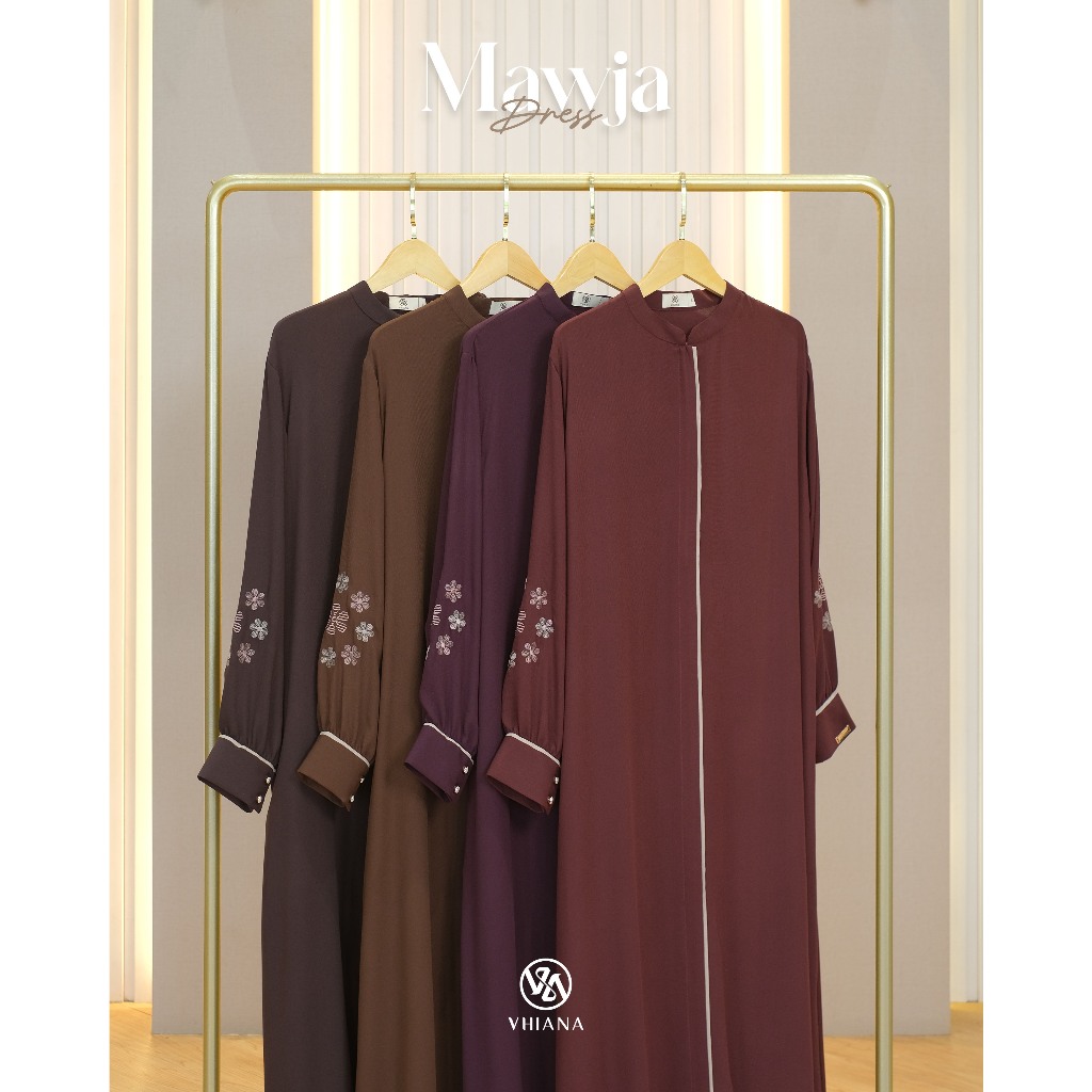 [VHIANA] MAWJA DRESS//Dress Casual Lengan Bordir//Gamis Muslim Wanita Dewasa