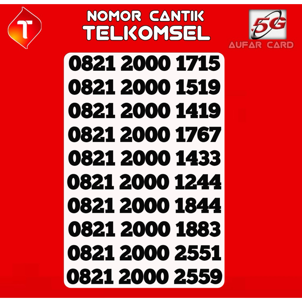 Nomor Cantik Telkomsel Simpati Tengah 2000 11xx Rapi Super