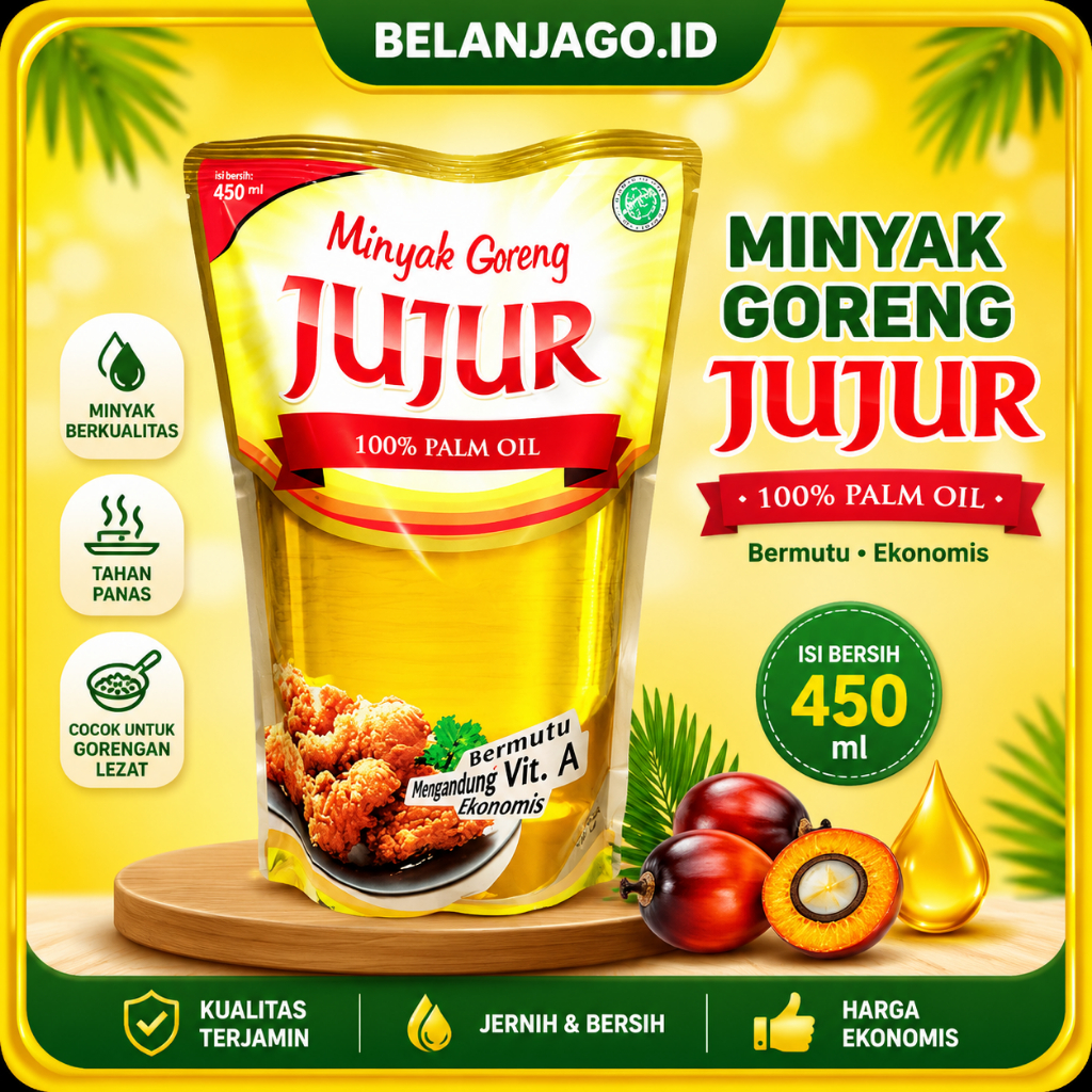 Minyak Goreng Jujur 450ml Pouch BPOM Halal Kemasan Praktis Harga Grosir