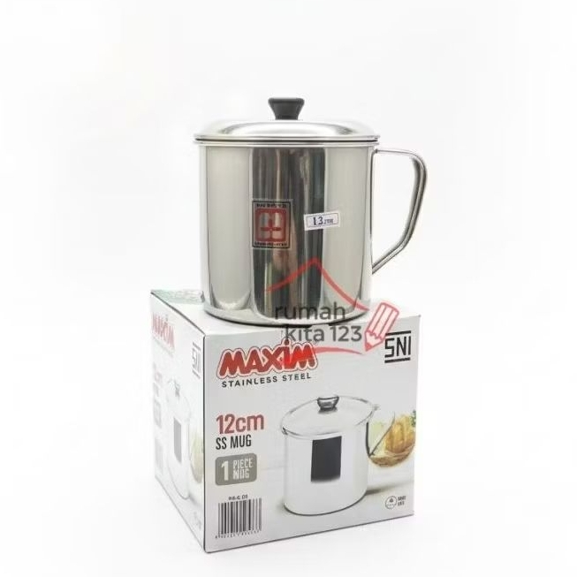 Mug MAXIM Stainless Steel / Cangkir Gelas Mug 8 10 12 STAINLESS TEBAL