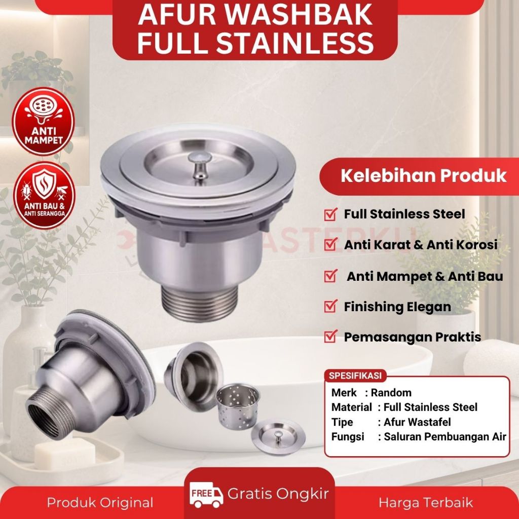 PERLENGKAPAN WASHBAK CUCI PIRING | AFUR & SELANG PEMBUANGAN / SET AFUR WASTAFEL DAPUR / SLANG WASBAK