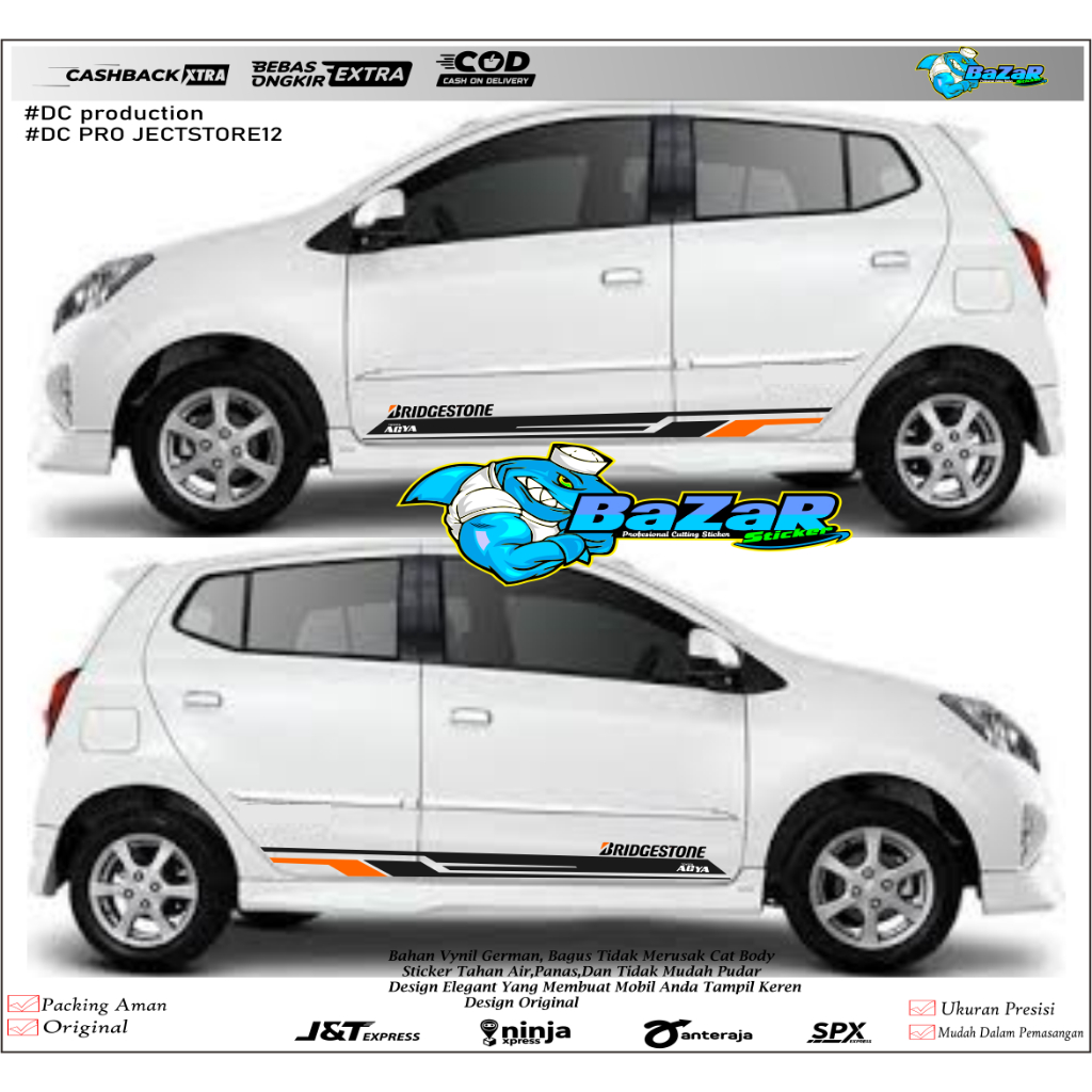 Sticker Mobil Agya, Ayla simple terbaru 2013 - 2021 Sticker cutting Mobil Daihatsu Ayla Terbaru