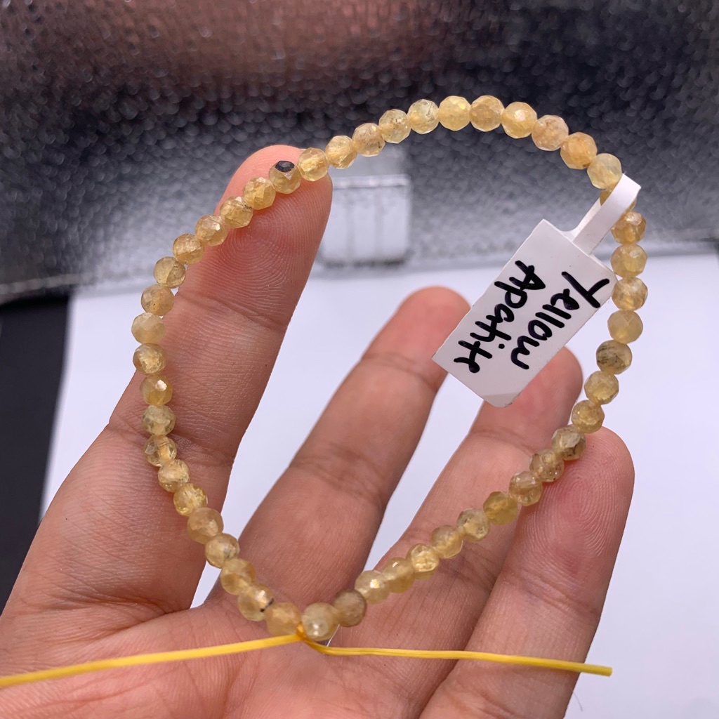 Gelang batu alam asli yellow apetite 3mm