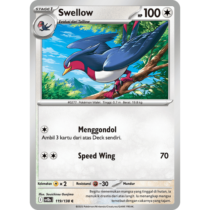 Swellow C sv10s Kehadiran Juara Pokemon TCG Indonesia