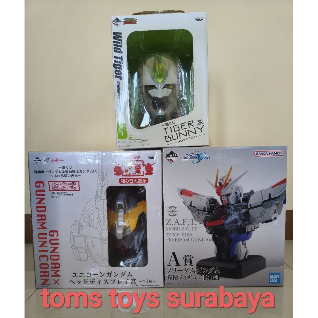 Ichiban kuji head unicorn bust freedom gundam head wild tiger ORI baru MISB