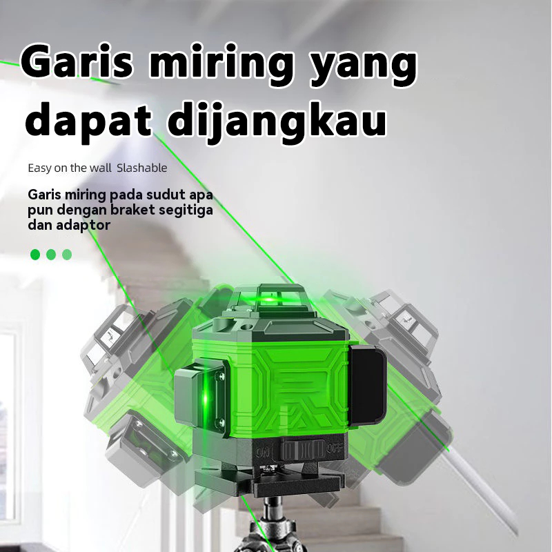 Slazybloom Laser Level 4D Waterpass Laser Multifungsi Laser Waterpass Meteran Laser Level Hilda