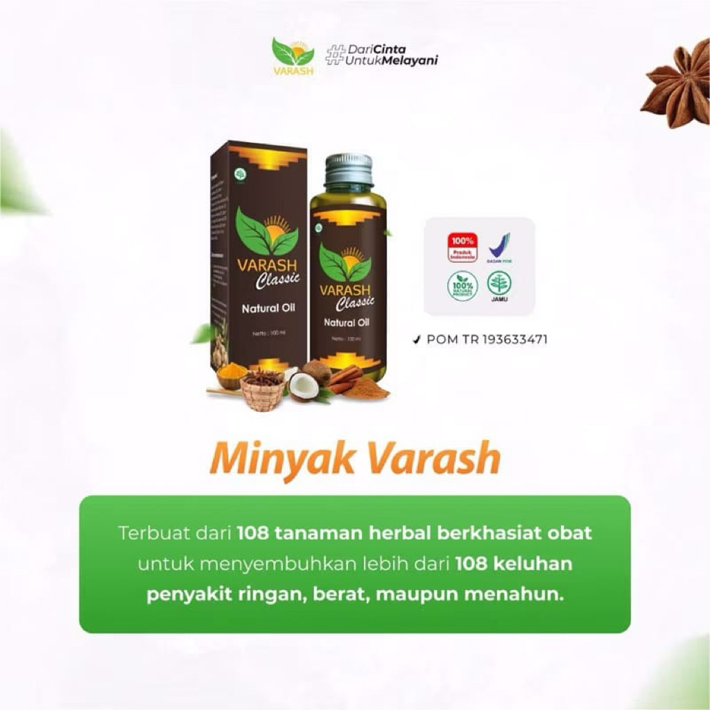 MINYAK VARASH CLASSIC BOOSTER OIL 100ML - ORIGINAL 1000% mengatasi saraf kejepit - asam urat - sakit