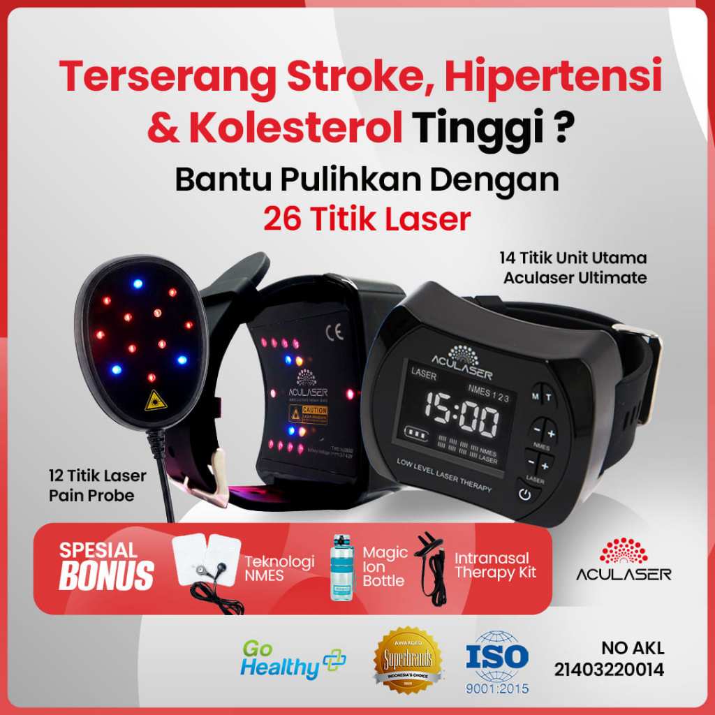 ACULASER ULTIMATE - 26 Titik Laser Terapi Pemulihan STROKE & PASANG RING JANTUNG - Alat Terapi Keseh